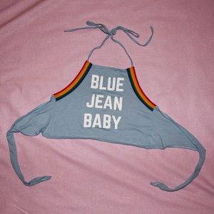 CAMP COLLECTION BLUE JEAN BABY HALTER TOP XS/S